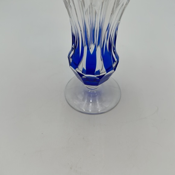 Art Deco Cobalt Blue Cut to Clear CRYSTAL VASE - Picture 10 of 16